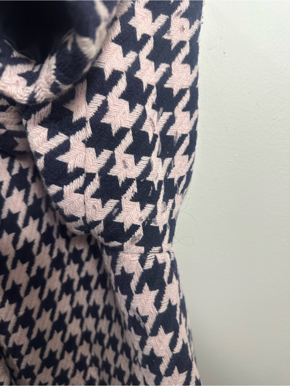 Kate Spade New York Pink & Navy Houndstooth Wool Blend Coat Large - Picture 5 of 9